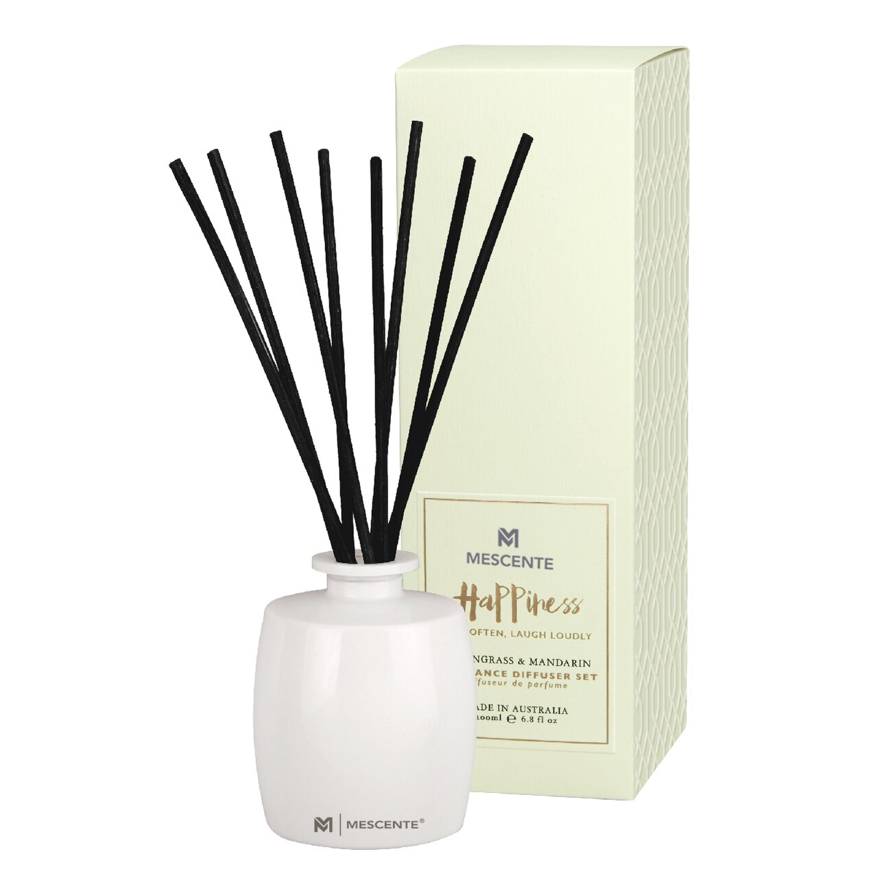 M&Scent 대형 유리병 홈 필수품 아로마 리드 디퓨저 선물 세트(라탄스틱)