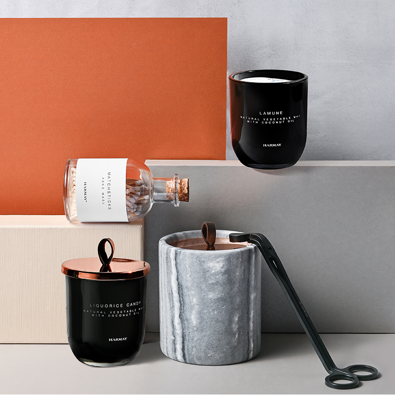 M&Scent 도매 고급 맞춤 장식 개인 상표 검은 유리 크리스탈 향기로운 간장 왁스 양초