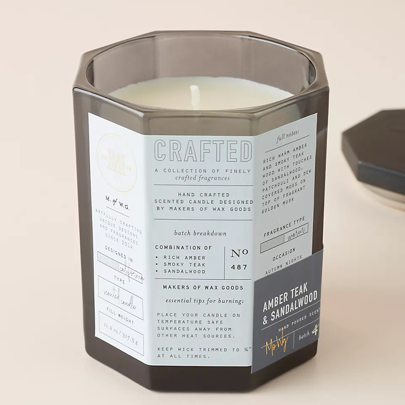 M&Scent는 고급 목재 뚜껑 심지 유리 용기 간장 디스크 제작 제작 가을 유리 양초