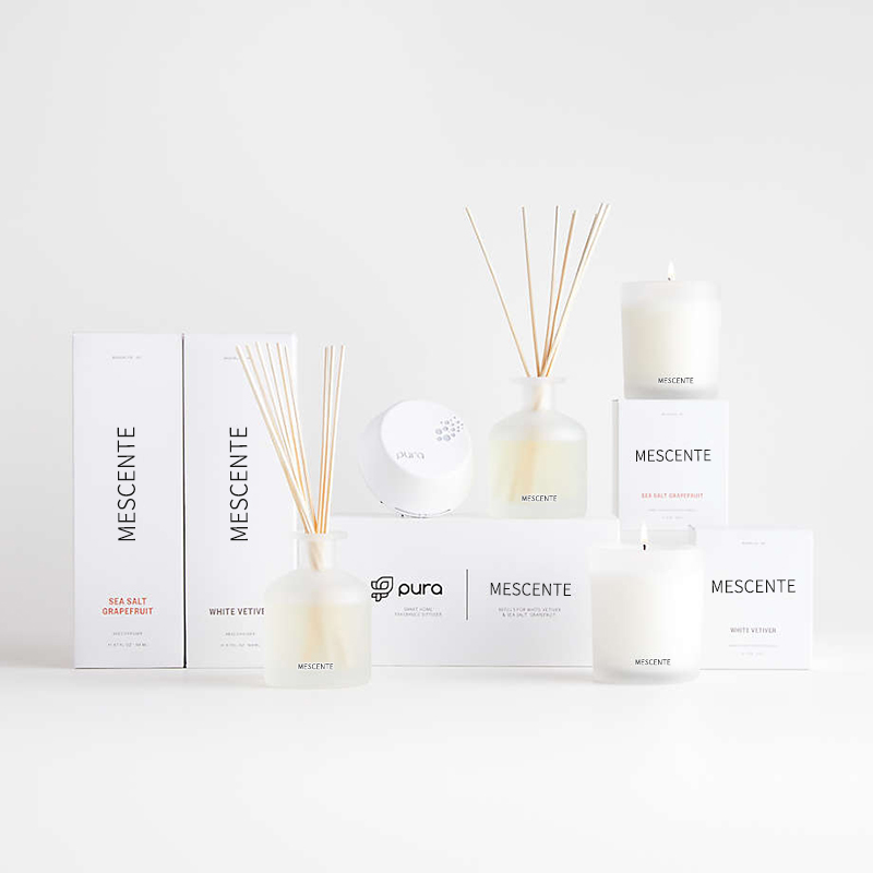 M&Scent 고급 브랜드 퍼플 컬러 아로마 리드 디퓨저 선물 세트(박스 포함)