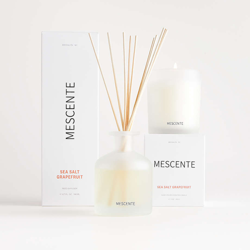 M&Scent 고급 브랜드 퍼플 컬러 아로마 리드 디퓨저 선물 세트(박스 포함)