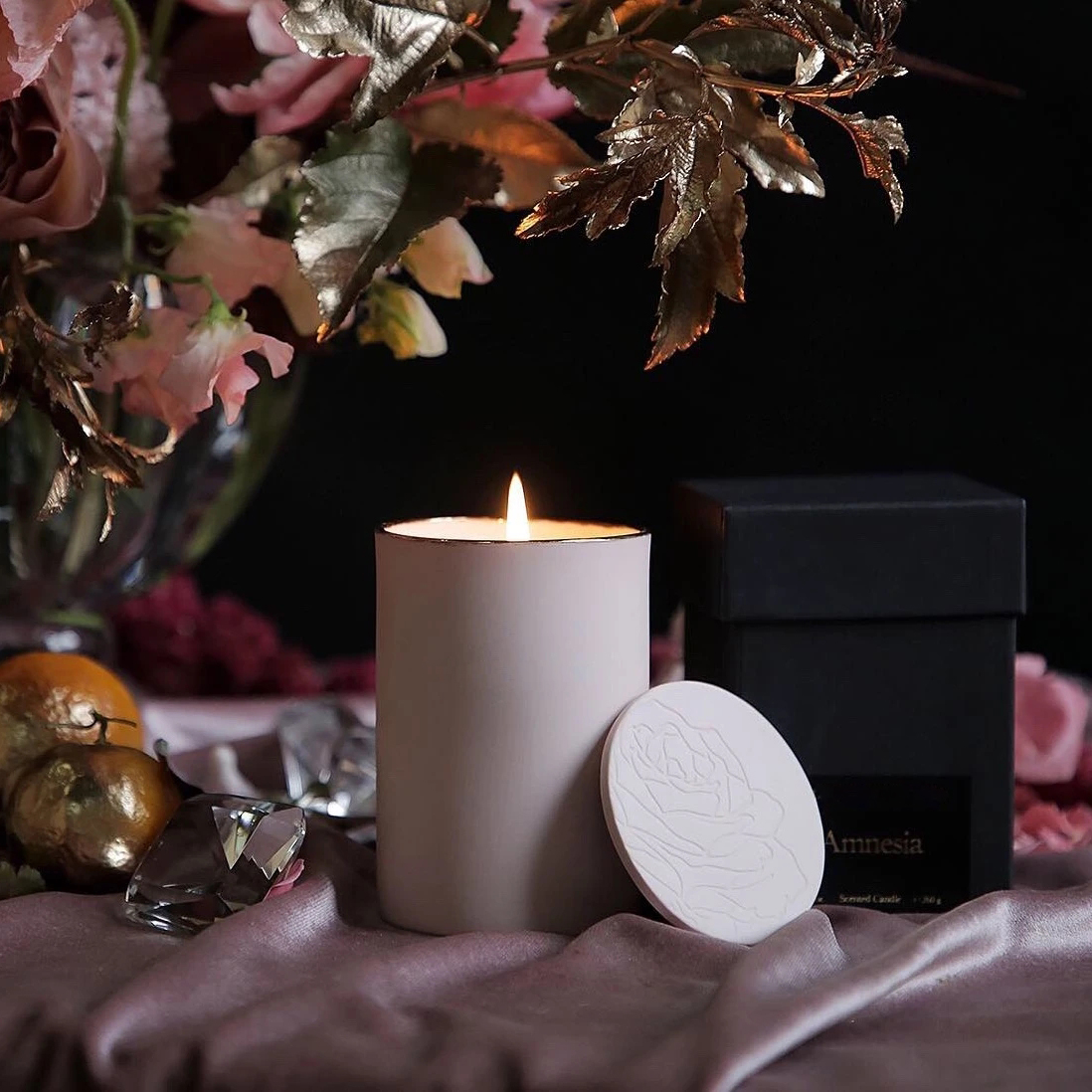 M&Scent 로고가 있는 고급 고급 유리 그릇 저렴한 향수 오일 양초 선물 세트