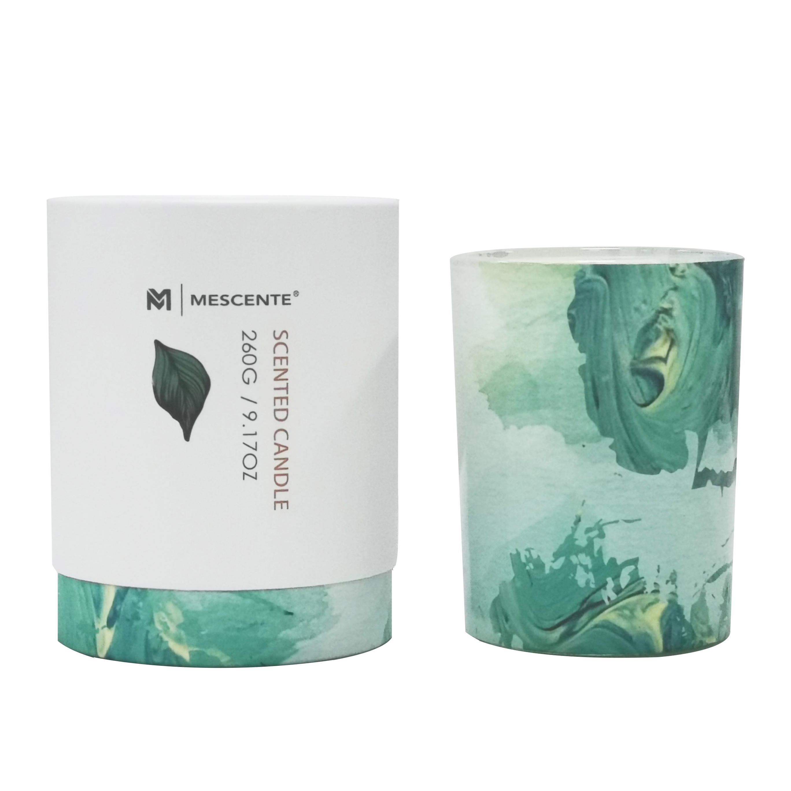 M&Scent 도매 개인 브랜드 녹색유리 꽃병, 명품 양초