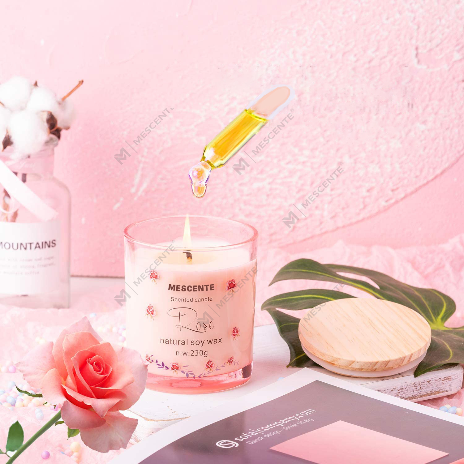 M&Scent 수제 럭셔리 유리 홀더 크리스털이 있는 영적 도자기 기둥 바닐라 향기로운 양초