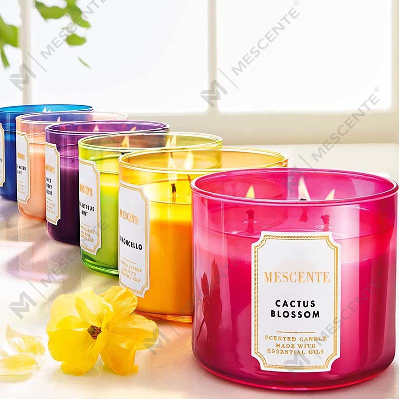 M&Scent 손으로 만든 심지 3개 천연 재스민 향이 나는 소이 왁스 양초 선물, 개인 상표 아로마테라피 크리스탈 양초